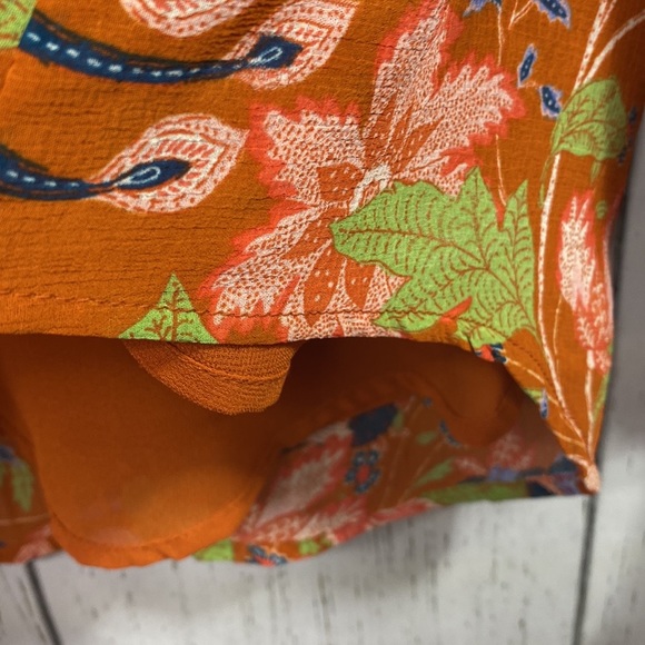 Anthropologie Womens Floral Boho Chiffon Button Front Puffed Sleeve Blouse - Picture 13 of 16